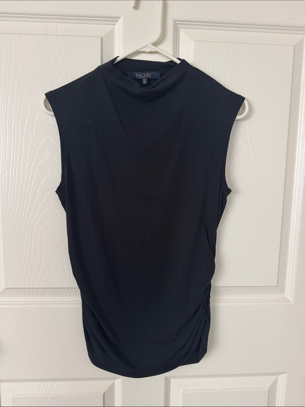 Rachel Roy Black Mock Neck Sleeveless Tank with Side Gathering